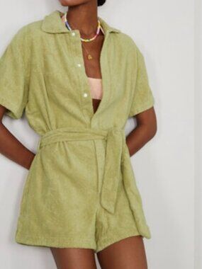 Andie Lime Green Terry Cloth Romper